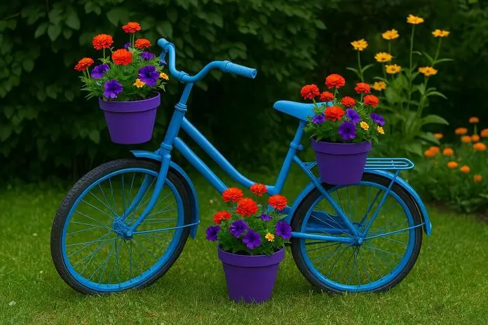 bicicletta trasformata in fioriera bicicletta trasformata in fioriera